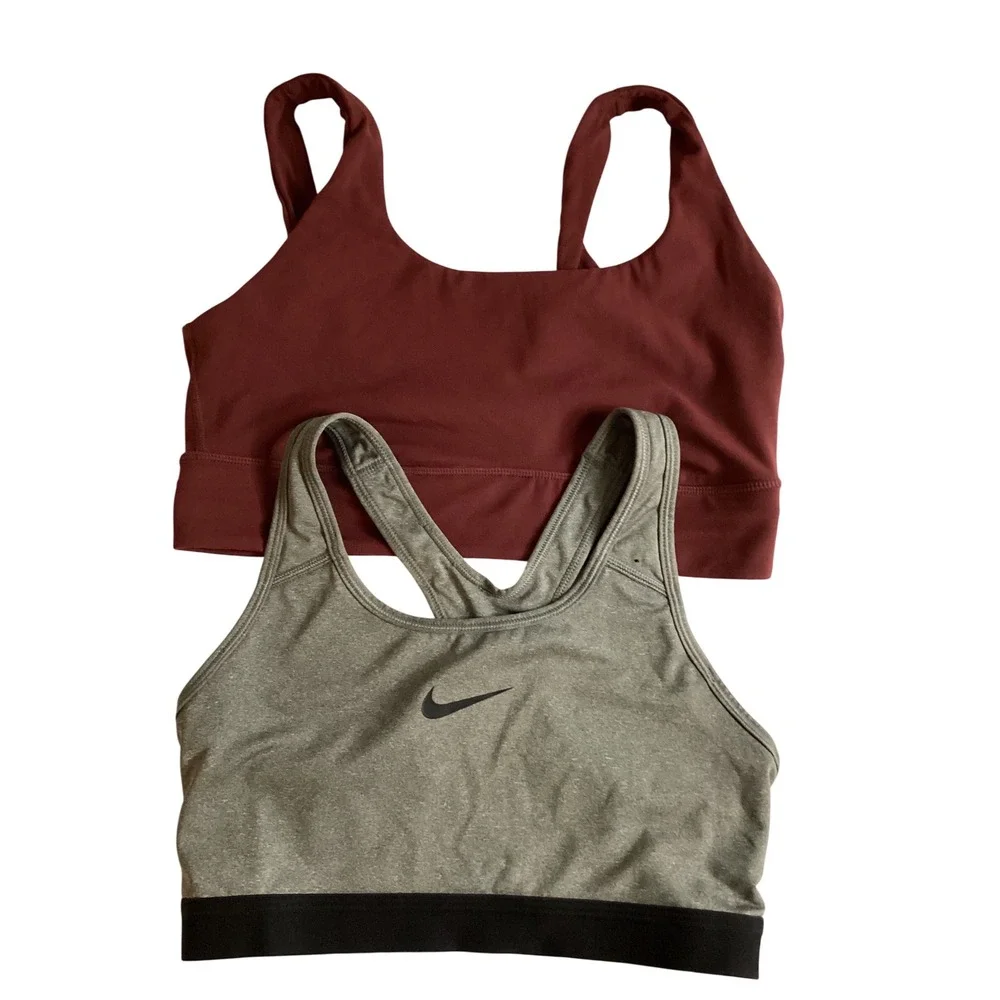 Nike Dri-FIT Casall Sports Bra Bundle Mens‎ Medium Gray Burgundy Activewear Set